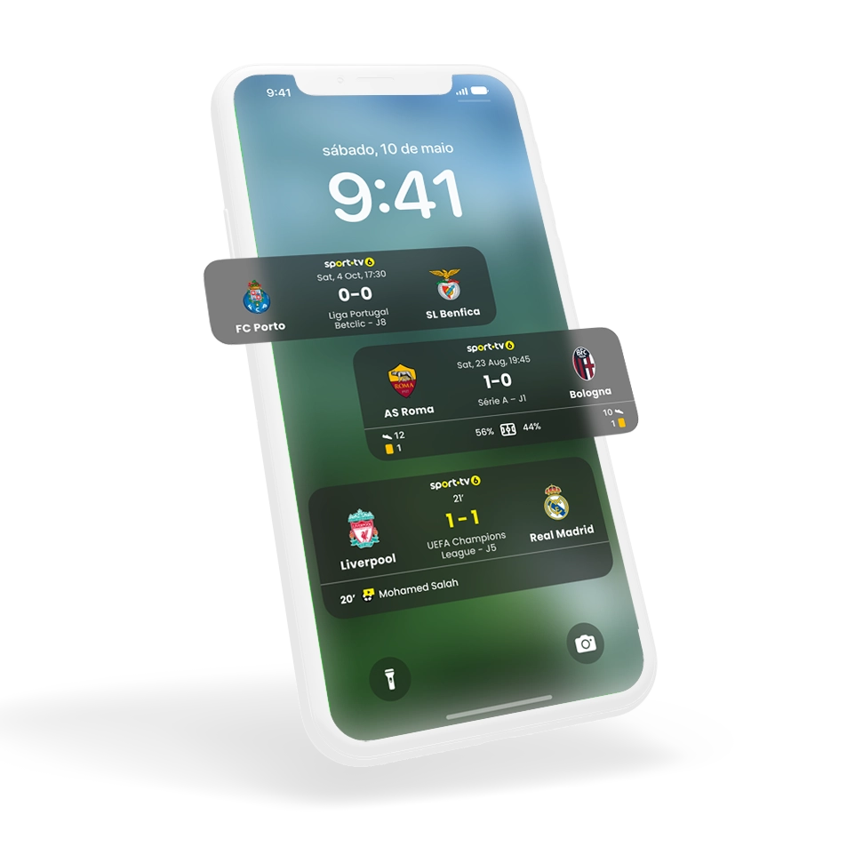 a phone screen with sporttv live activity