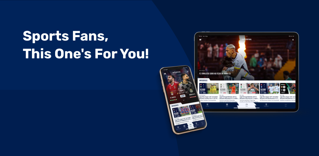 Liga Portugal Banner with iphone and ipad mockups
