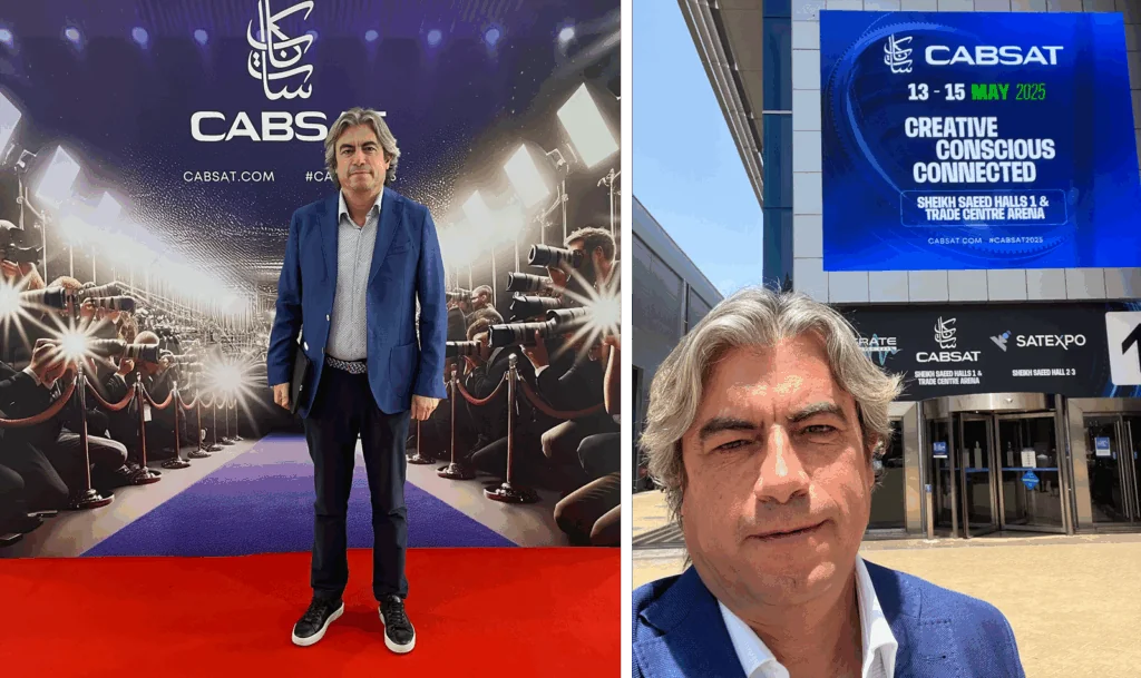 Jorge - co-founder of Magycal - at CABSAT entrance