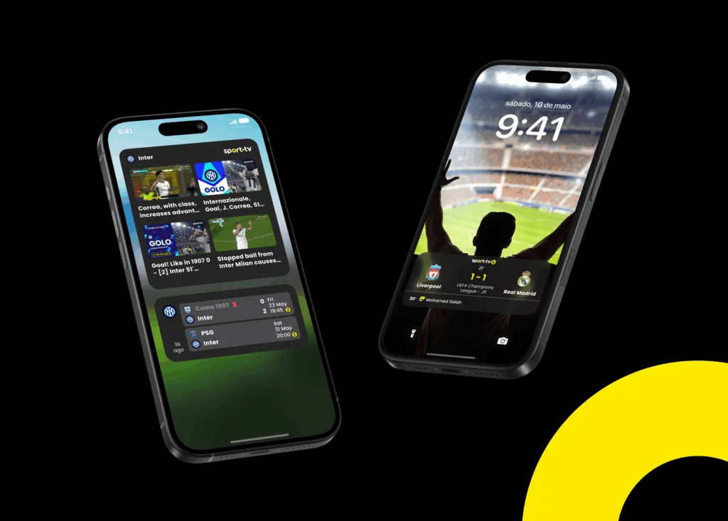 mockups of sport tv's match live activities and widgets